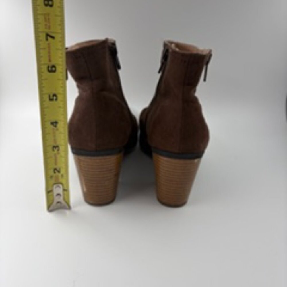 Diba Brown Suede Ankle Boots with a Block Heel and Side Zipper Size 5.5M - Picture 6 of 8